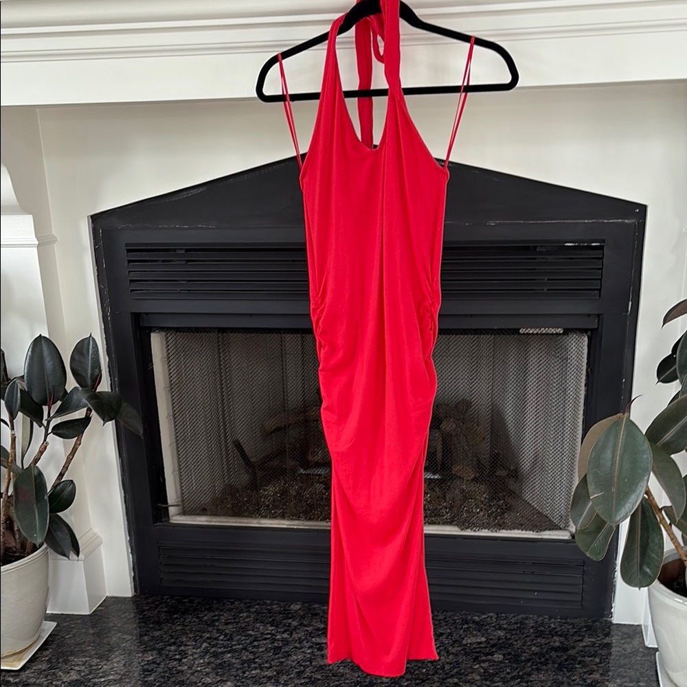 Elegant Red Halter Dress